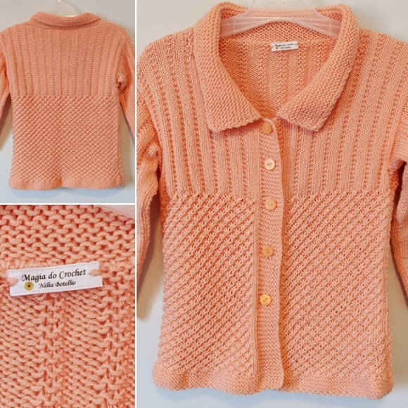 MAGIA DO CROCHET Collared Top - Picture 1 of 7